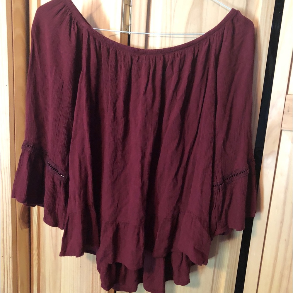 Burgundy off the shoulder top